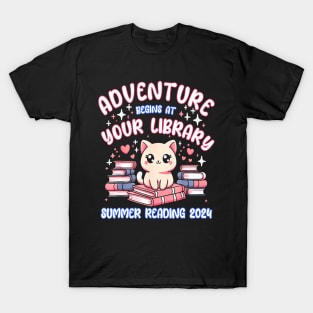 Adventure Begins At Your Library Summer Reading 2024 Cats T-Shirt